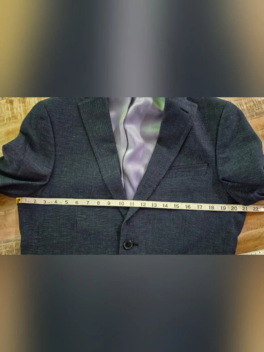 Zara Man Linen Cotton Blend Classic Blue Textured Blazer Sport Coat 40R